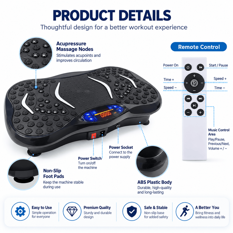 Poppy Gifts Beauty Vibration Plate Fitness Exercise and Massage Machine Vibration Plate Fitness Exercise and Massage Machine