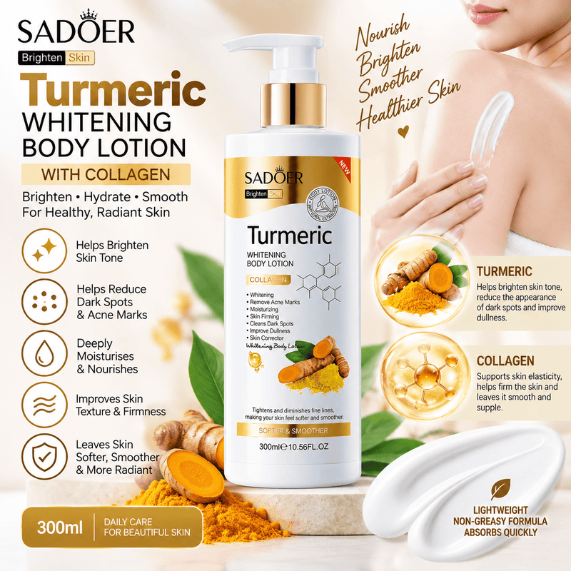 Poppy Gifts Skin Care SADOER Turmeric Brightening Body Lotion with Collagen – 300ml SADOER Turmeric Brightening Body Lotion with Collagen – 300ml