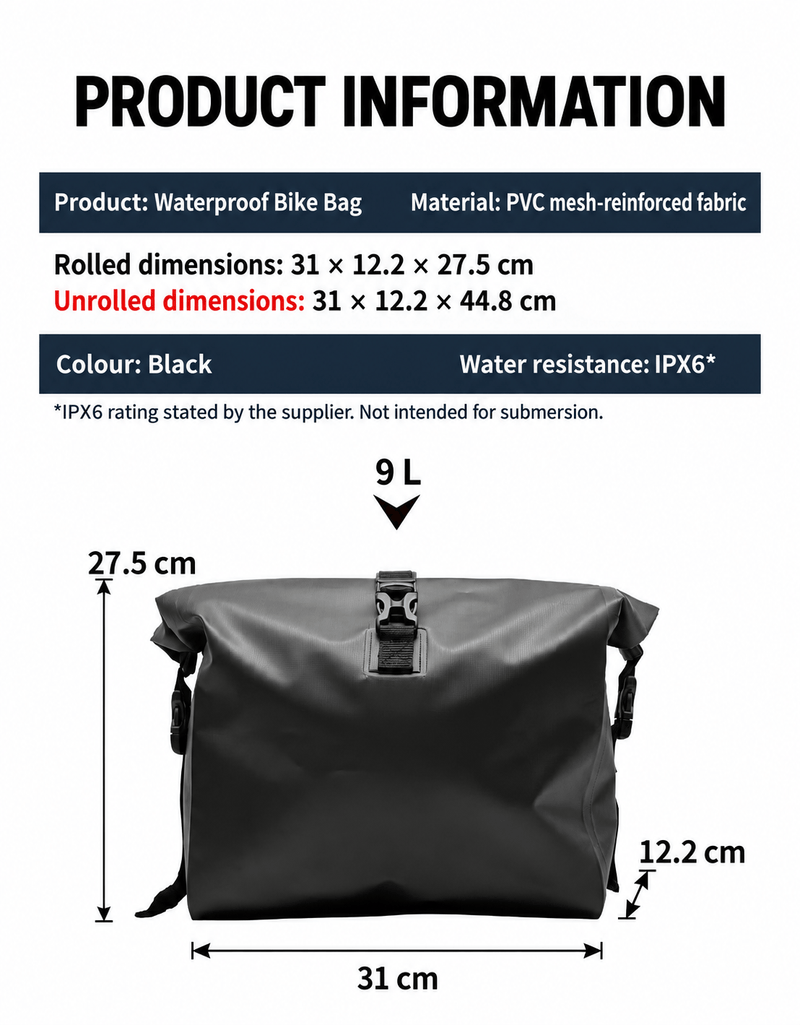 ECOTREK Bicycle Bag ECOTREK 9L Waterproof Roll-Top Bike Bag – XY14153 ECOTREK 9L Waterproof Roll-Top Bike Bag – XY14153