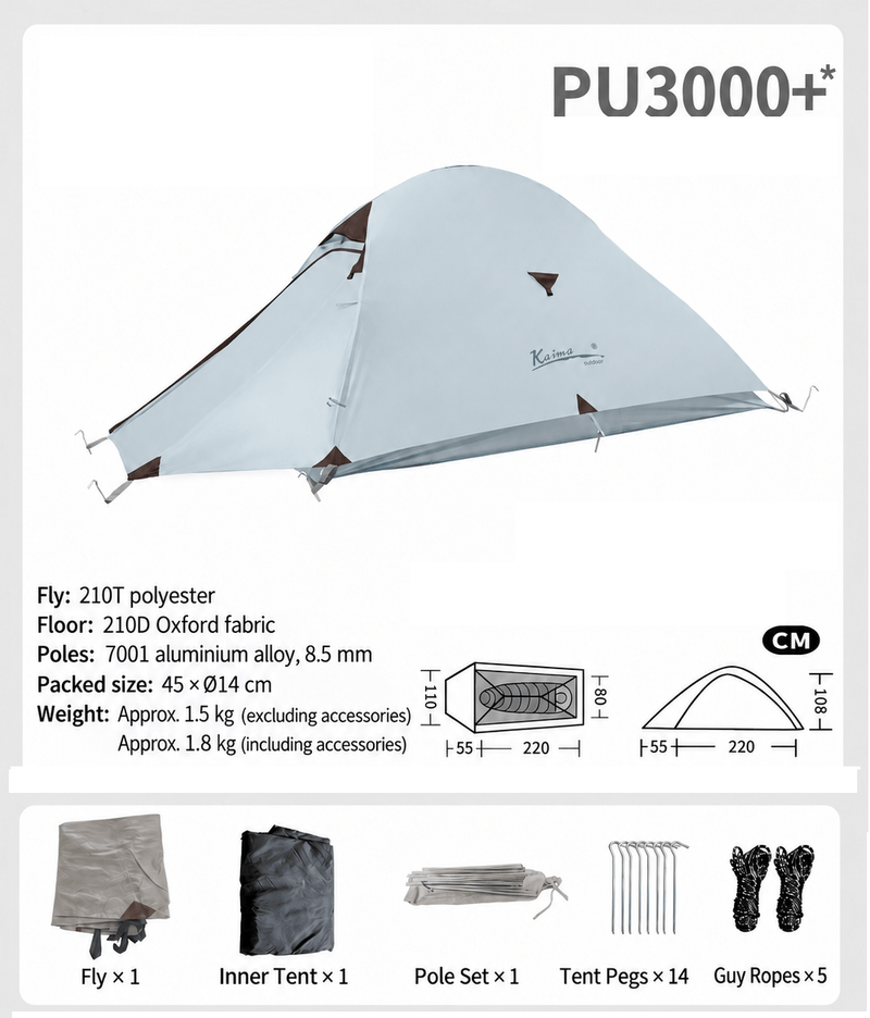 ECOTREK Hiking Tent Lightweight waterproof 1-Person Hiking Tent  KM3182 Lightweight waterproof 1-Person Hiking Tent  KM3182