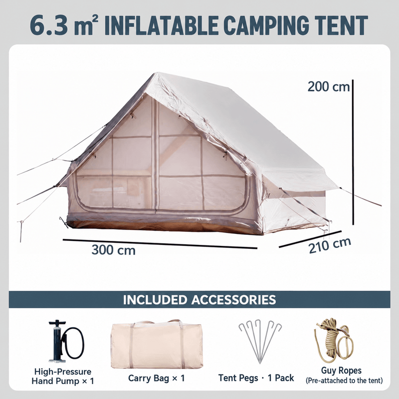 ECOTREK Inflatable Camping Tent Inflatable Cabin Waterproof Camping Tent – 6.3 m² QLY91519 Inflatable Cabin Waterproof Camping Tent – 6.3 m² QLY91519