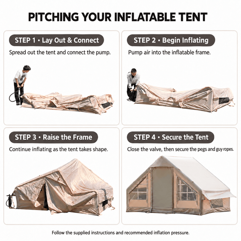 ECOTREK Inflatable Camping Tent Inflatable Cabin Waterproof Camping Tent – 6.3 m² QLY91519 Inflatable Cabin Waterproof Camping Tent – 6.3 m² QLY91519