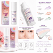 Poppy Gifts Beauty SADOER Glow Whitening Tri Color Isolation Serum Cream SPF50 Plus 45g Sadoer Glow Whitening Tri Color Serum SPF50 Plus 45g