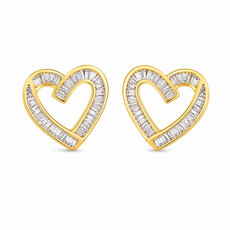 Everheart Gold Crystal Heart Earrings by Poppy Gifts