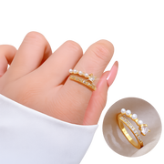 Pearl Grace Gold Crystal Adjustable Ring by Poppy Gifts