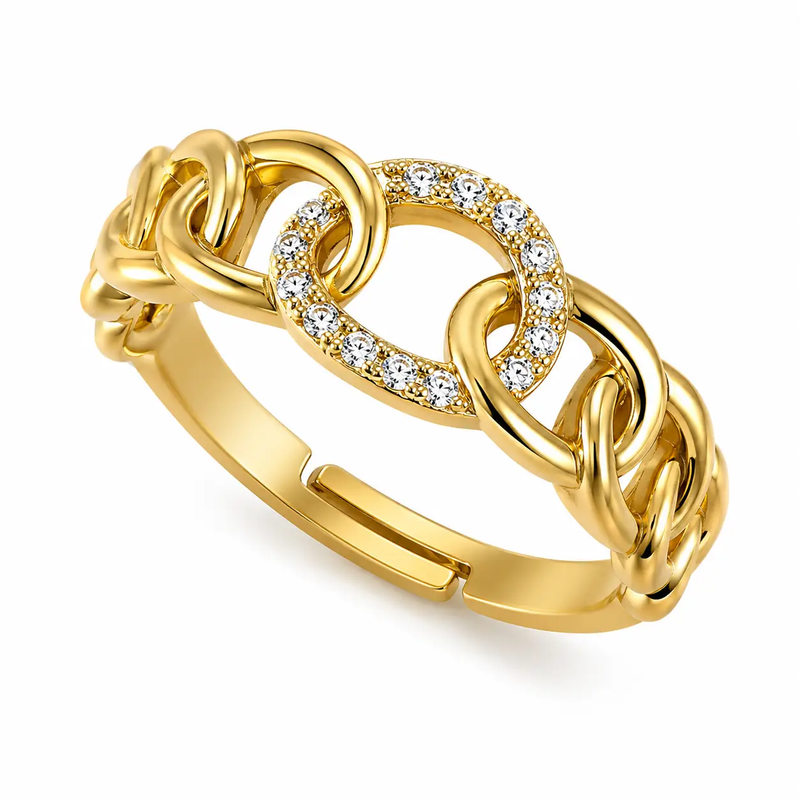 Aurora Link Gold Crystal Adjustable Ring by Poppy Gifts