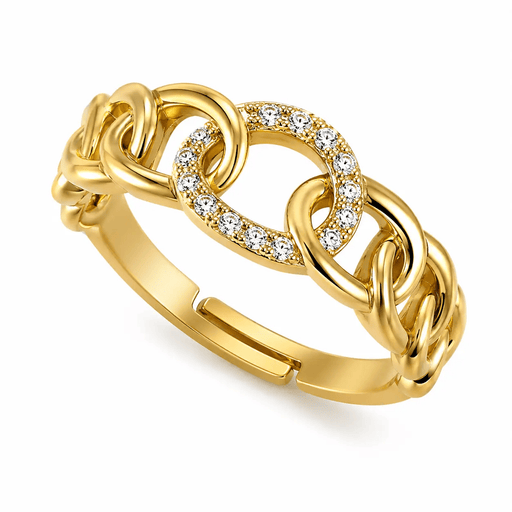 Poppy Gifts Jewellery Aurora Link Gold Crystal Adjustable Ring Aurora Link Gold Crystal Adjustable Ring