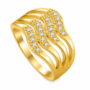 Regal Cascade Gold Crystal Adjustable Ring by Poppy Gifts