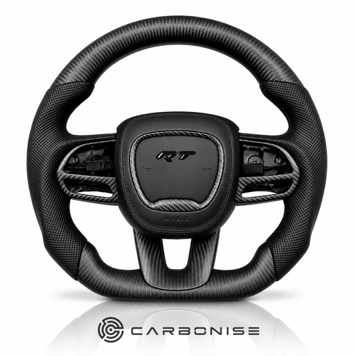 Dodge Steering Wheel(Matt Carbon Fiber+Perforated Leather)#03 by CARBONISE