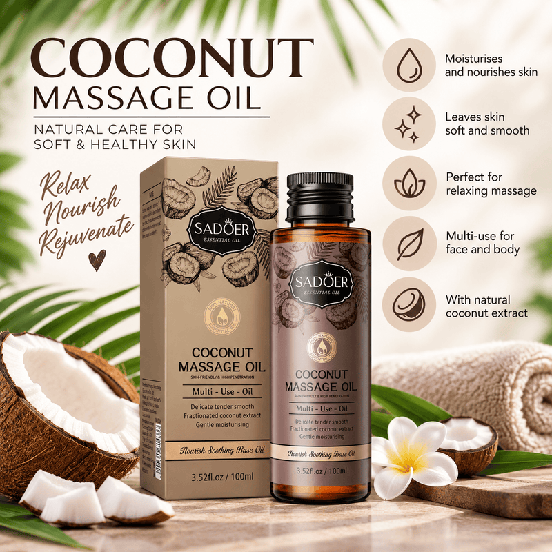 Poppy Gifts Skin Care SADOER Coconut Body Massage Oil – 100ml SADOER Coconut Body Massage Oil – 100ml