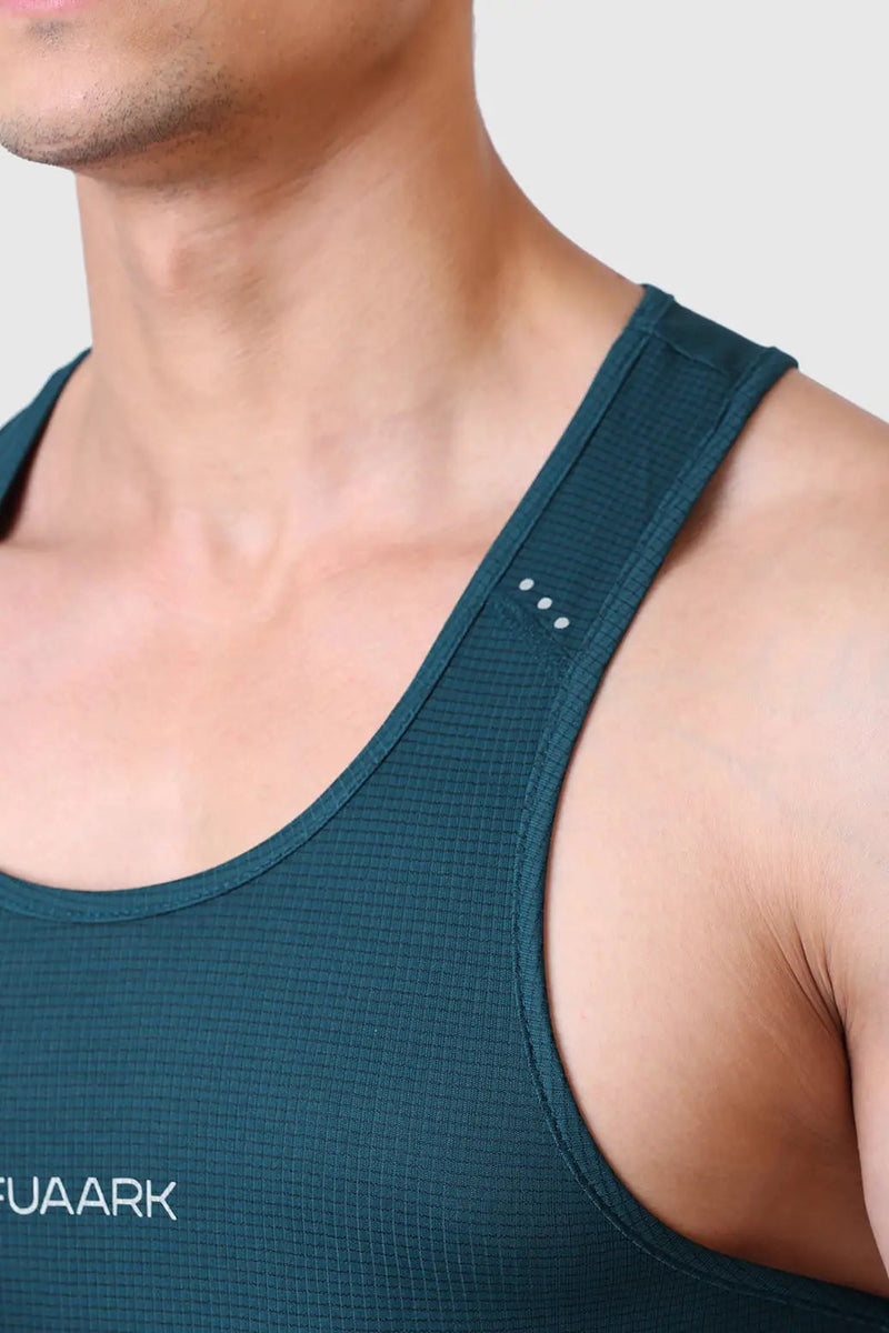 Checks Running Tank Bottle Green by Fuaark Nz
