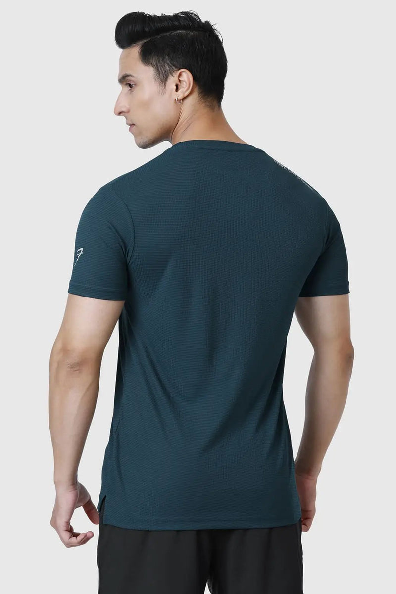 Checks Running T-shirt Bottle Green by Fuaark Nz