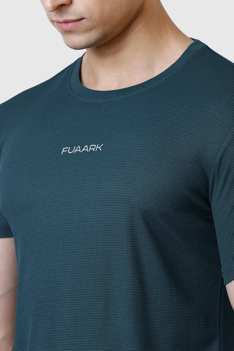 Checks Running T-shirt Bottle Green by Fuaark Nz