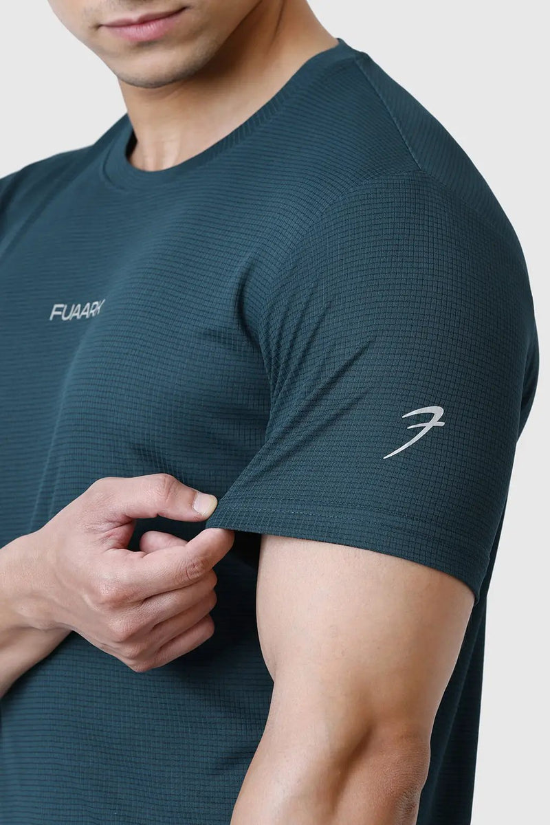 Checks Running T-shirt Bottle Green by Fuaark Nz