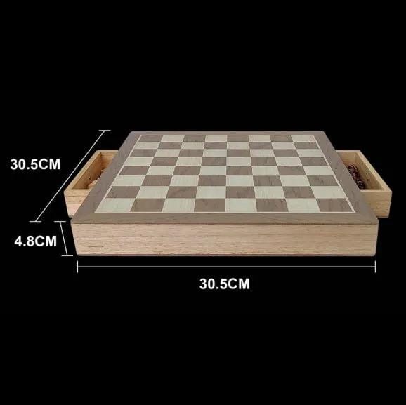 g8buynz Wooden Tabletop Chess Set with Built-in Storage Drawers Wooden Tabletop Chess Set with Built-in Storage Drawers