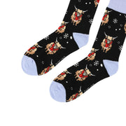 Save the Black Christmas Highland Cow Bamboo Socks by Barekind NZ