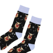 Save the Black Christmas Highland Cow Bamboo Socks by Barekind NZ