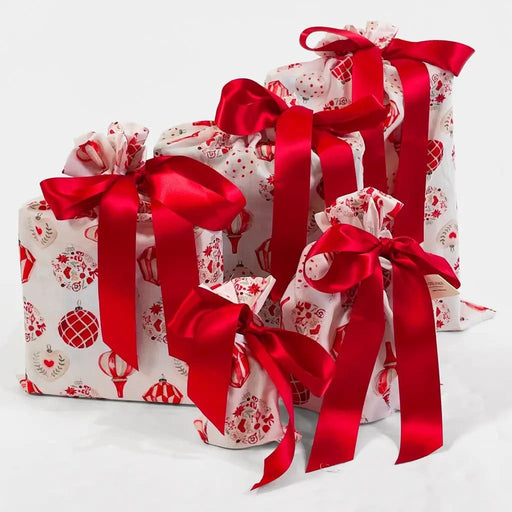 Waste Free Celebrations Fabric Gift Bags Christmas Baubles (Reusable Gift Bag Set) Christmas Baubles (Reusable Gift Bag Set)