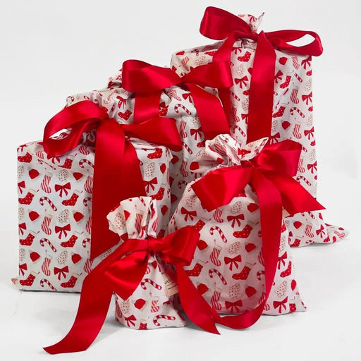 Waste Free Celebrations Fabric Gift Bags Christmas Cookies and Candy (Reusable Gift Bag Set) Christmas Cookies and Candy (Reusable Gift Bag Set)