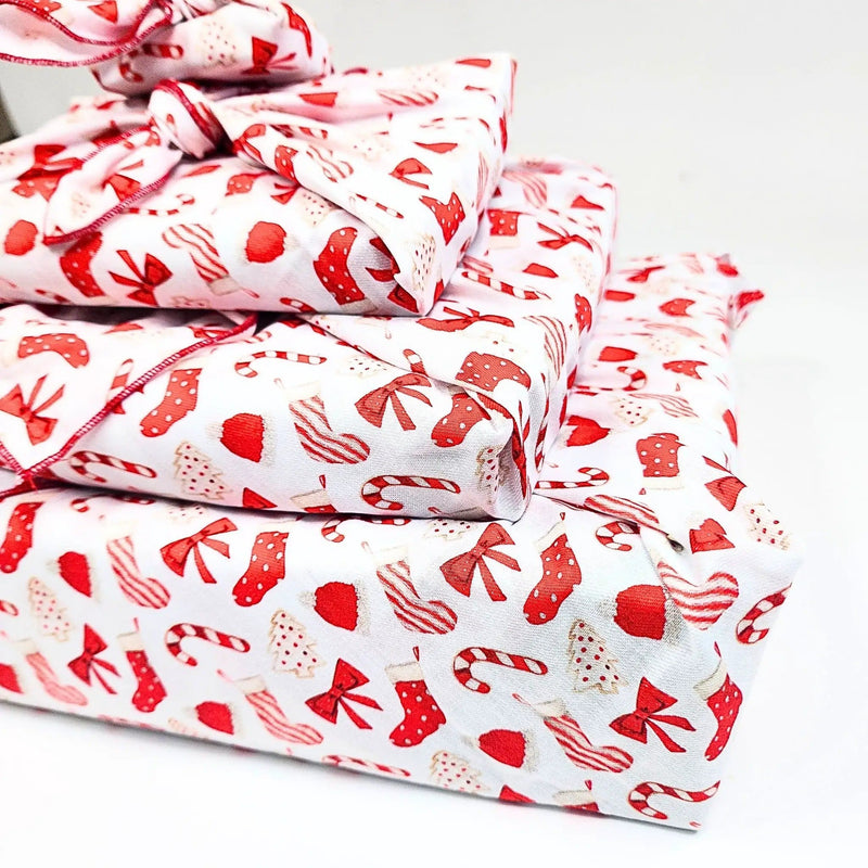 Waste Free Celebrations Furoshiki Wrapping Cloths Christmas Cookies and Candy - 4 Furoshiki Gift Wraps Christmas Cookies and Candy - 4 Furoshiki Gift Wraps