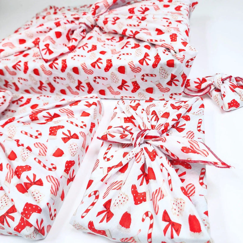 Waste Free Celebrations Furoshiki Wrapping Cloths Christmas Cookies and Candy - 4 Furoshiki Gift Wraps Christmas Cookies and Candy - 4 Furoshiki Gift Wraps