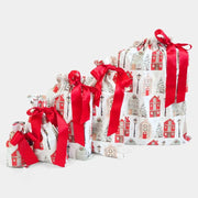 Waste Free Celebrations Fabric Gift Bags Christmas Cottages (Reusable Gift Bag Set) Christmas Cottages (Reusable Gift Bag Set)