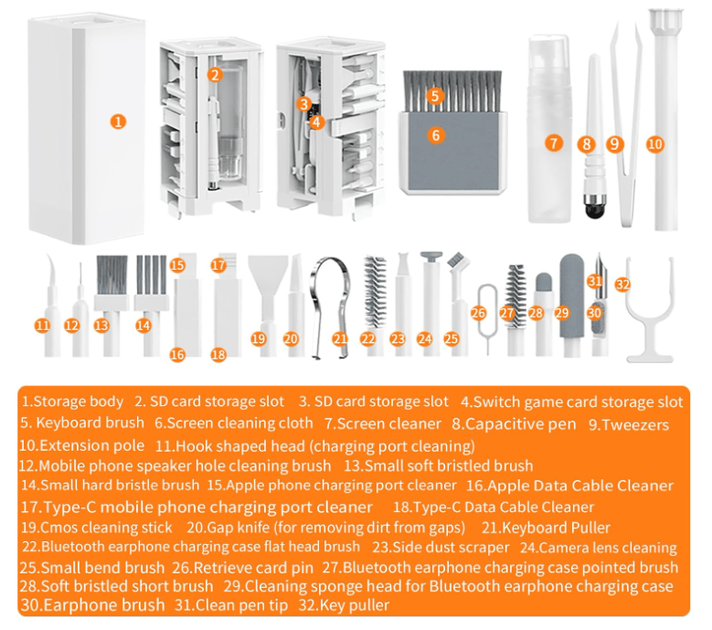 g8buynz 32-in-1 Multi-Functional Electronics Cleaning Brush Tool 32-in-1 Multi-Functional Electronics Cleaning Brush Tool