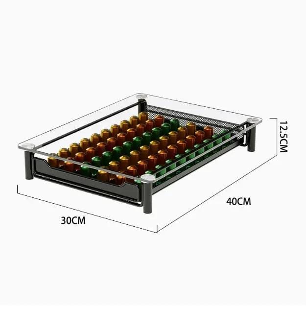 g8buynz Crystal Tempered Glass Coffee Pod Storage Drawer Compatible with Nespresso Crystal Tempered Glass Coffee Pod Storage Drawer Compatible with Nespresso