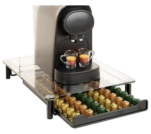 g8buynz Crystal Tempered Glass Coffee Pod Storage Drawer Compatible with Nespresso Crystal Tempered Glass Coffee Pod Storage Drawer Compatible with Nespresso