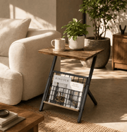 g8buynz Industrial Coffee Side Table - Compact End Table with Magazine Rack Industrial Coffee Side Table - Compact End Table with Magazine Rack