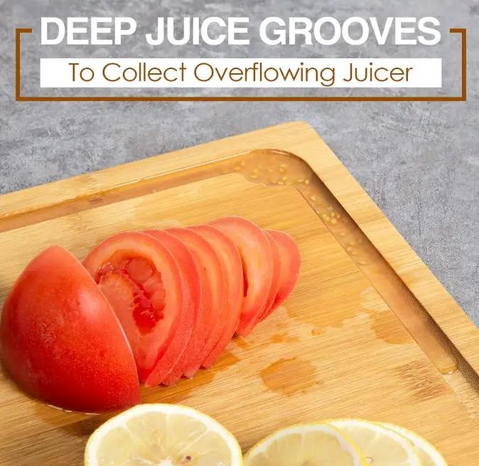 g8buynz Bamboo Cutting Boards for Kitchen with Juice Groove Bamboo Cutting Boards for Kitchen with Juice Groove