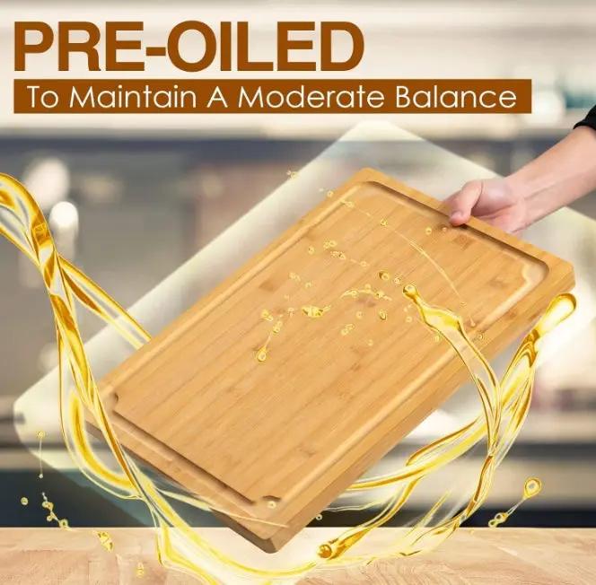 g8buynz Bamboo Cutting Boards for Kitchen with Juice Groove Bamboo Cutting Boards for Kitchen with Juice Groove