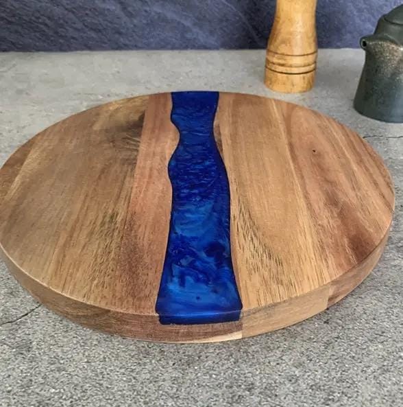 g8buynz Wood Round Resin Cutting Board for Kitchen Wood Round Resin Cutting Board for Kitchen