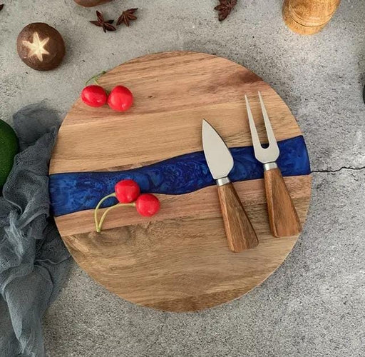 g8buynz Wood Round Resin Cutting Board for Kitchen Wood Round Resin Cutting Board for Kitchen