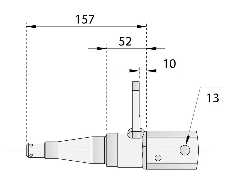 Straight Beam Axle - Tophat Disc - 1750kg - Galvanised technical drawing with dimensions and features.