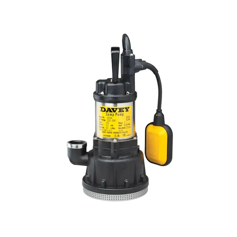 Davey D23A/B Submersible Sump Pump - Float Switch, 22.5m Head, 304 SS NZ by Filtration Station NZ