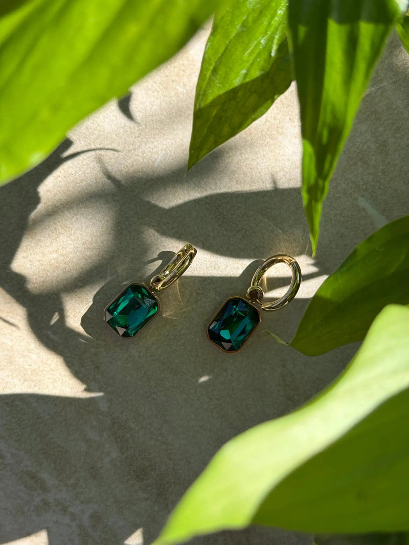 Taimana Kākāriki Gold Huggies by Tahana Jewellery