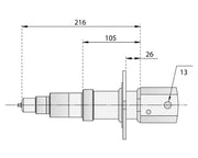 Straight Beam Axle - Multi-Hub - 3000kg - Galvanised technical drawing with measurements labeled.