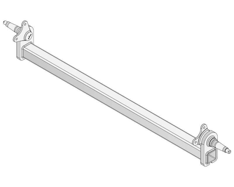 Drop Beam Axle - Multi-Hub - 2200kg - Bare Metal, showcasing a durable steel design for heavy-duty applications.