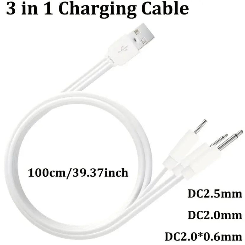 Barrel Jack 3 in 1 Power Cable - (White) 1m