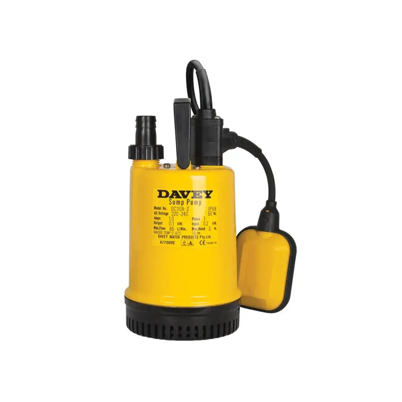 Davey DC10 Submersible Sump Pump - Automatic or Manual, Flood Relief & Water Transfer NZ by Filtration Station NZ