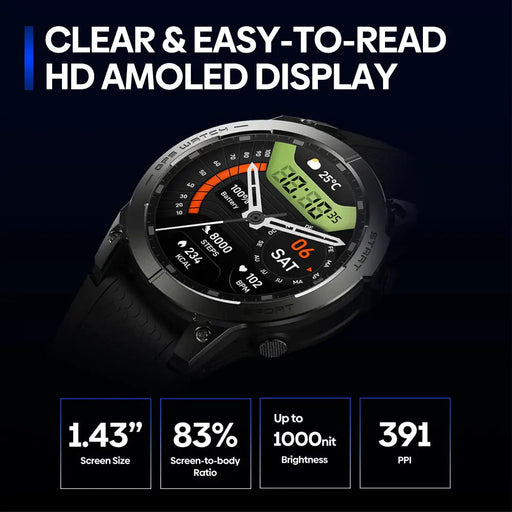 GPS Positioning Sport Smart Watch - Waterproof Fitness Tracker with Heart Rate & Sleep Monitor | AMOLED Display by Mead's Supply & Equipment Outfitters limited
