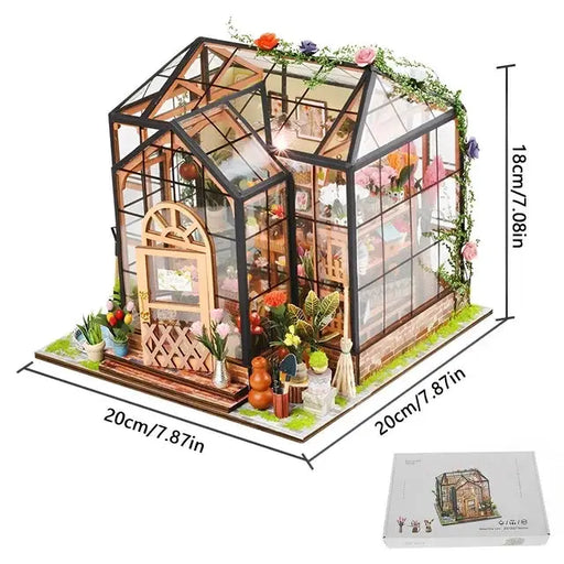 Poppy Gifts Gift DIY Miniature Flower Greenhouse Wooden Dollhouse Kit For Craft Lovers DIY Miniature Flower Greenhouse Dollhouse Kit