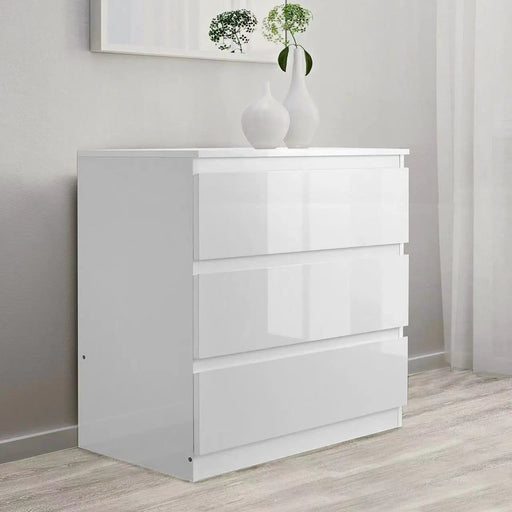 sue-e furniture Low boys 'Monaco' White chest of 3 drawers 'Monaco' White chest of 3 drawers