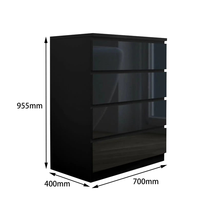 'Monaco' Black Chest of 4 drawers by sue-e furniture