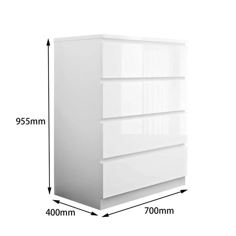 'Monaco' White Chest of 4 drawers by sue-e furniture
