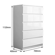 'Monaco' White Chest of 5 drawers by sue-e furniture
