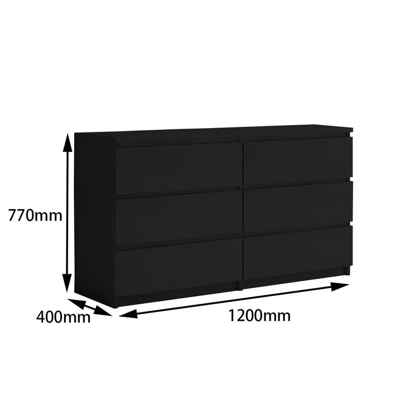 'Monaco' Black Chest of 6 drawers by sue-e furniture