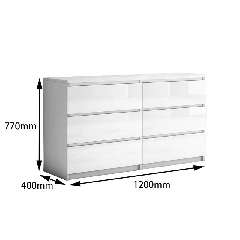 'Monaco' White Chest of 6 drawers With Mirror by sue-e furniture