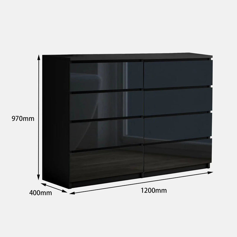 'Monaco' Black Chest of 8 drawers by sue-e furniture